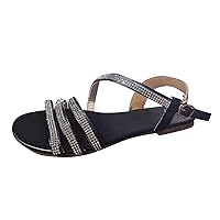 2024 New Sandals for Women Thong,Women's Bohemia Bling Rhinestone Flat Sandals Flat Sandals Open Toe Dress Shoes