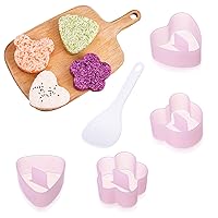 4PCS Pink Onigiri Mold Sushi Making Kit, Triangle, Heart, Bear and Plum Blossom Shaped Rice Ball Mold with Rice Paddle, Musubi Mold for Kids Bento Home DIY Tool