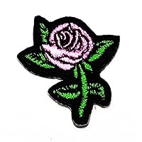 Kleenplus Mini Beautiful Pink Rose Flower Fashion Patch Sticker Craft Patches DIY Applique Embroidered Sew Iron on Patch Emblem Clothing Costume Accessory Sewing