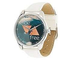 Be Free White Watch Unisex Wrist Watch, Quartz Analog Watch with Leather Band