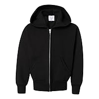 Hanes Boys' EcoSmart Full Zip Hooded Jacket, Black, Large