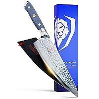 Dalstrong Chef Knife - 8 inch Blade - Shogun Series - Japanese AUS-10V Super Steel Kitchen Knife - Lightblue Handle ABS - Damascus - Razor Sharp Chef's Knife - Professional Full Tang Knives - Sheath