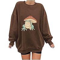 Women Oversized Y2k Sweatshirt Long Sleeve Crewneck Mushroom Graphic Fall Tops Trendy Plus Size Pullover Comfy Shirts