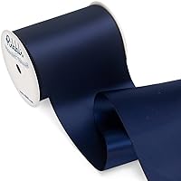 Ribbli Navy Satin Ribbon 4 Inch Wide Navy Ribbon for Wedding Chair Sash Grand Opening Ceremony Big Bows Gift Wrapping Floral Crafts Cake Decor-Double Faced Satin Continuous 10 Yards