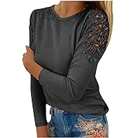 Women's Cold Shoulder Classic Shirts Fashion Fleece Crew Neck Sweatshirt Blouses Long-Sleeved Plus Size Pullover
