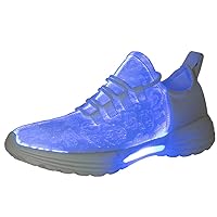 EliteShine Fiber Optic LED Light Up Shoes for Women Men USB Rechargeable Flashing Fashion Sneaker (42/10 B(M) US Women/9 D(M) US MenP, White)