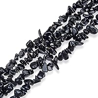 3 Strands Adabele Natural Black Obsidian Healing Gemstone Smooth Free Form 5-8mm Loose Stone Chip Beads (96 Inch Total) for Jewelry Craft Making GZ1-22