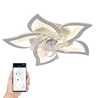 REYDELUZ Low Profile Ceiling Fan with Lights,Modern Dimmable Flower Shape Ceiling Light Fan with Remote Control/App Control,for Bedroom/Children’s Room.