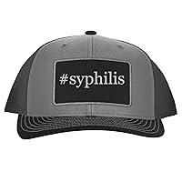 #Syphilis - Leather Hashtag Black Patch Engraved Trucker Hat