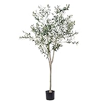 Artificial Olive Tree, 6FT Tall Faux Silk Plant Artificial Tree in Potted Oliver Branch Leaves and Fruits for Modern Home Decor Indoor