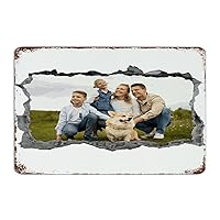 Decorative Metal Sign Family Photo 3D Cracked' Broken Hole Wall Decor Garage Signs for Bathroom House Dining Room Sweet Families Collage Frame Art Poster Gift for Pubs Club 8x12 Inch