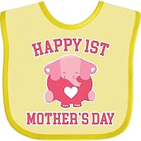 inktastic Happy 1st Mother's Day with Cute Elephant Baby Bib