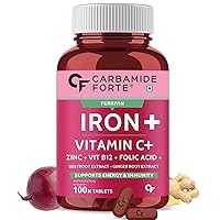 Iron + Vitamin C + Folic Acid Supplement | Fast Acting – Pack of 100 Tablets