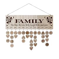 Gifts for Mom Grandma to Remember Everyone’s Birthday, Joy-Leo Wooden Family Birthday Reminder Calendar Plaque with 100 Tags, Unique Christmas Mothers Day Gifts from Daughter Son, Model JL01