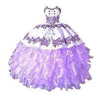 2024 Lavender Floral Flowers African Designer Ball Gown Quinceanera Dresses Charros Sliver Embellishment Satin