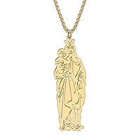 RAIDIN Stainless Steel 18K Gold Silver Plated Virgin Mary Necklace Pendant Jewelry Gifts for Women Girls Guadalupe Charms