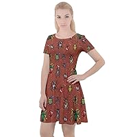 CowCow Womens Watercolor Beetles Insect Bee Butterfly Butterflies Bugs Dragonfly Cap Sleeve Velour Dress