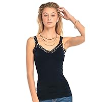 Tank Top - Women's Stylish Wrinkled Scoop Neck Lace Straps Cami Tank Top