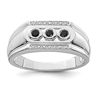 925 Sterling Silver Polished Black and White Diamond Mens Ring Jewelry for Men - Ring Size Options: 10 11 9