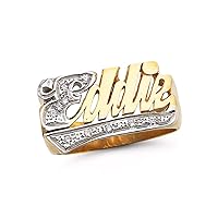 Rylos Rings For Women Jewelry For Women & Men 925 Yellow Gold Plated Silver or Sterling Silver Personalized Diamond Shiny Name Ring - Unisex Script Style 12MM Special Order, Made to Order Ring