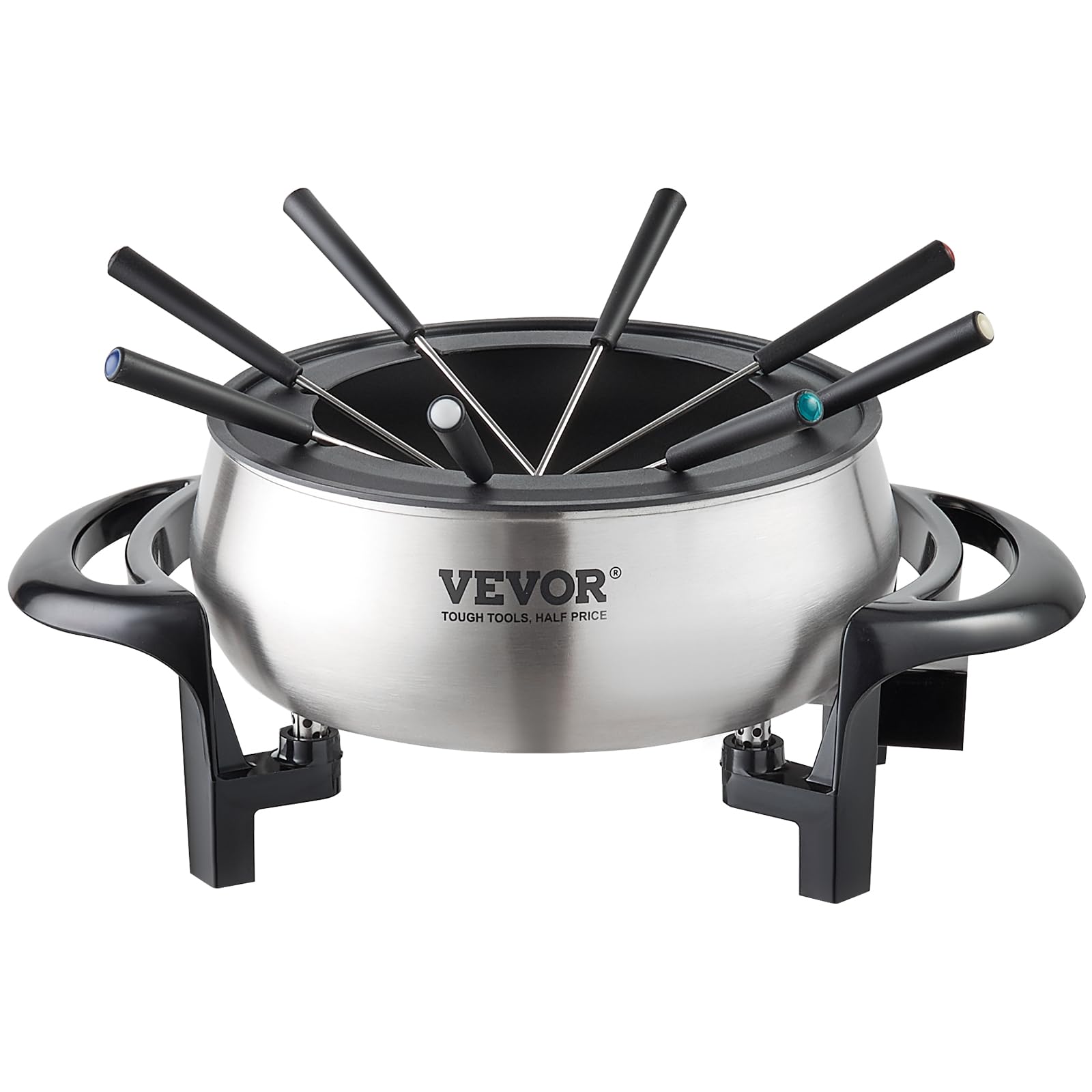 VEVOR Electric Fondue Pot Set, 3 Qt Melter for Cheese & Chocolate with 8 Forks, Candy Warmer with Temp Control, 1000W Non-Stick Stainless Steel Melting for Dessert, Broth, Wax Candle, Party Gift