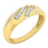 Dazzlingrock Collection 0.12 Carat (ctw) 10K Gold Round White Diamond Men's Fashion Anniversary Wedding Band