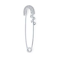 Support Symbol For displaced people 14K Rose Gold Plated .925 Sterling Silver Pave CZ Safety Pin Brooch For Women Teen Add Charm