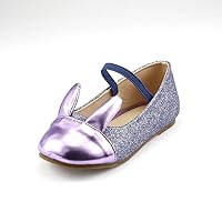 Fashion Cute Girl's Party Dress Shoes Shiny Glitter Bunny Head Purple Toddler Sz 5