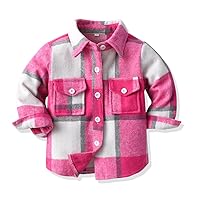 IMEKIS Toddler Kids Flannel Shirt Jacket Plaid Long Sleeve Lapel Button Down Shacket Baby Fall Christmas Coat for Boys Girls