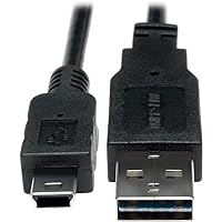 Tripp Lite Universal Reversible USB 2.0 Hi-Speed Converter Adapter Cable (Reversible A to 5Pin Mini-B M/M) 1-ft.(UR030-001), Black