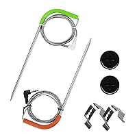 Replacement Meat Probe for Traeger Pellet Grill and Smoker, Comes with 2 Pack Probe Grommet 2 Pack Meat Probes adn Temperature Probe Clip