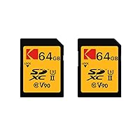 Kodak 64GB UHS-II U3 V90 Ultra Pro SDXC Memory Card UHS Speed Class 3 (U3), Video Speed Class 90 (V90) (2 Pack)