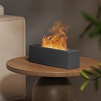 Oil Diffuser, 200ml Flame Essential Oil Diffuser/Humidifier, Bedrock Fire Air Scent Diffuser for Home, Kids Room, Bedroom, Aroma Diffuser with 2 Light Modes, Waterless Auto Off-Grey