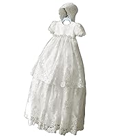 Newdeve Long Baptism Dresses for Baby Girls Christening Gowns Toddler with Bonnet