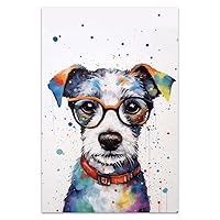 COTAIL Unframed Canvas Wall Art For Bedroom Office Wall Decor, 18x12in Cute Animal Dog Pet Wall Decorations For Living Room Painting Pictures Artwork For Modern Posters Prints Home Decor