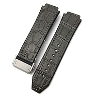 20mm 22mm Cowhide Leather Rubber Watchband 25mm * 19mm Fit for Hublot Watch Strap Calfskin Silicone Bracelets Sport (Color : 53, Size : 22mm)