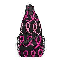 Small Sling Backpack Sling Bag Breast-Cancer-Pink,Chest Bag Daypack Crossbody For Travel Sport Running Hiking