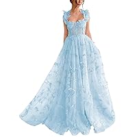 3D Butterfly Prom Dresses 2024 Maxi Long Lace Applique Tulle Ball Gown for Women Formal Evening Party Gown with Slit 64