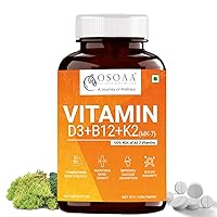 100% RDA Veg Vitamin D3 K2(MK7) B12 for Men & Women - 120 Tabs | Vitashine D3- Lichen Source High Absorption Plant Supplement for Joint Support & Immunity