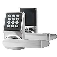 Smart Door Lock with Keypads, Keyless Entry Door Lock with Handle,Digital Keypad Door Lock, Electronic Door Knob with/IC Card/Passcode/Key,Digital Keypad Door Knob for Home,Apartment,Office,Silver