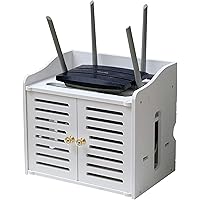 YAZGAN Wi-Fi-Router-Aufbewahrungsbox mit Tür for Büro und Zuhause – feuchtigkeitsbeständige Router-Abdeckung, dekorative Box, Wi-Fi-Box, dekoratives, weißes, modernes Design, Holz-Kunststoffplatte