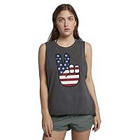 Hurley Women's America' USA Pigment Washed Peace Sign Tank Top