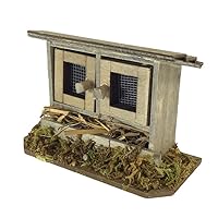 Melody Jane Dollhouse Wooden Rabbit Hutch with Hay Miniature Garden Pet Accessory 1:12