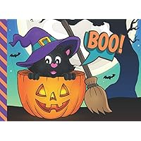 Boo: Halloween Coupon Book / 50 Empty Voucher in Booklet / Fill In Cute Blank Template Designs With Fun Rewards / Cartoon Black Cat in Jack-O-Lantern Theme / Creative Gift Idea for Kids Tweens Teens
