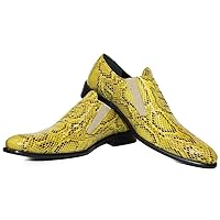 PeppeShoes Modello Bucketto - Handmade Italian Mens Color Yellow Moccasins Loafers - Cowhide Embossed Leather - Slip-On