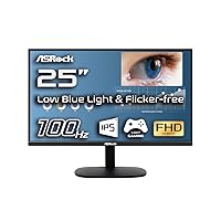 ASRock 25 inch 100 Hz Light Gaming Monitor for Home Office (Low Blue Light & Flicker-Free) IPS
