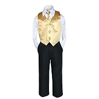 Unotux 4 Pcs Formal Boys Mustard Satin Vest Necktie Sets Suits from Baby to Teen