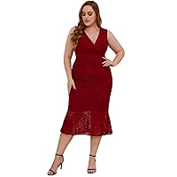 Women Sexy Summer Plus Size Bodycon Wrap Cocktail Lace Dress