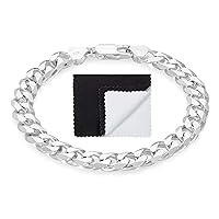 7.9mm Solid .925 Sterling Silver Beveled Curb Chain Bracelet