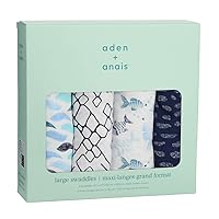 Aden & Anais Swaddling Blanket, Set of 4, Gift, Baby Shower, Royal Baby, Aden + Anais (Color: Gone Fishing)